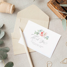 Rosa blommor Elegant bröllopsdusch Tack Kort