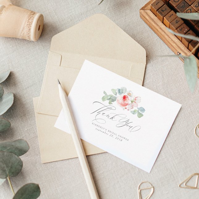 Rosa blommor Elegant bröllopsfest tackkort Tack Kort (Skapare uppladdad)