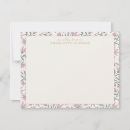 Rosa blommor | en not från, platta anteckningskort inbjudningar