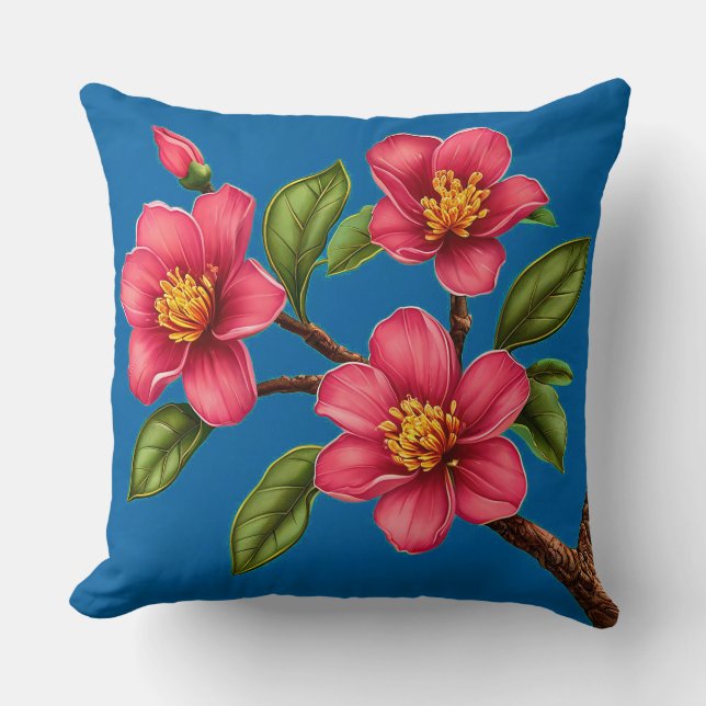Rosa blommor Estetisk Heminredning Modern Botanik Kudde (Framsida)