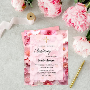 Rosa blommor Flicka budget Christening-uppfinning