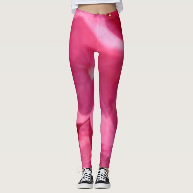 Rosa Blommor Floral Photography Leggings (Framsida)