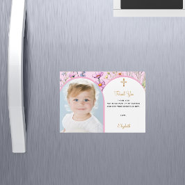 Rosa blommor foto Dop Tack magnetkort 