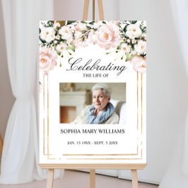 Rosa Blommor Foto Minnesmärke Begravning Poster