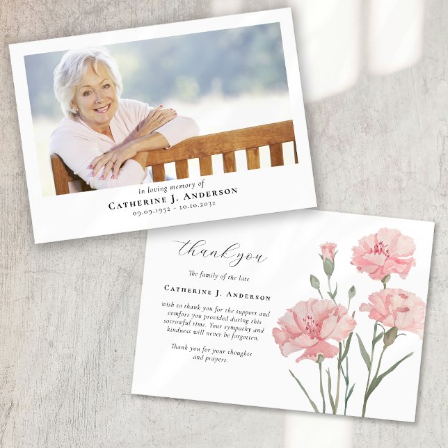 Rosa blommor Fotosympati Funeral Memorial Tack Kort (Skapare uppladdad)