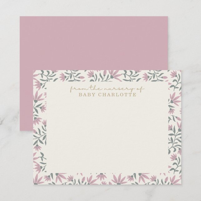 Rosa blommor | från förskolan inbjudningar (Fram/baksida)