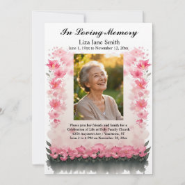 Rosa blommor Grå blad Livets firande Inbjudningar