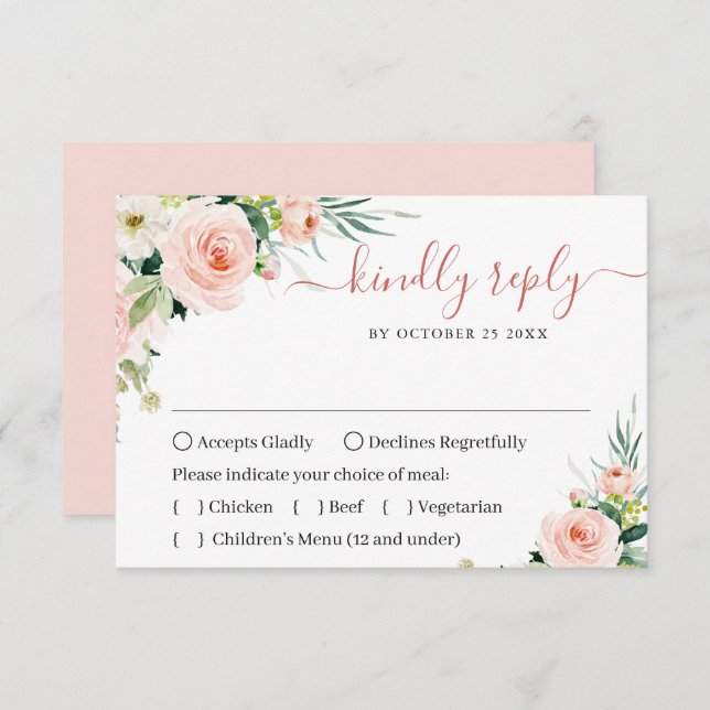 ROSA  blommor Greenery Bröllop OSA Kort (Fram/baksida)