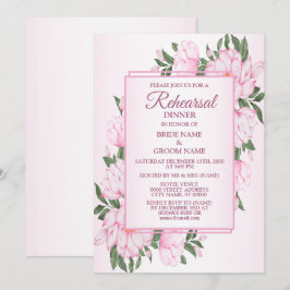 Rosa blommor Gröna blad Bröllopsrepetition Middag  Inbjudningar