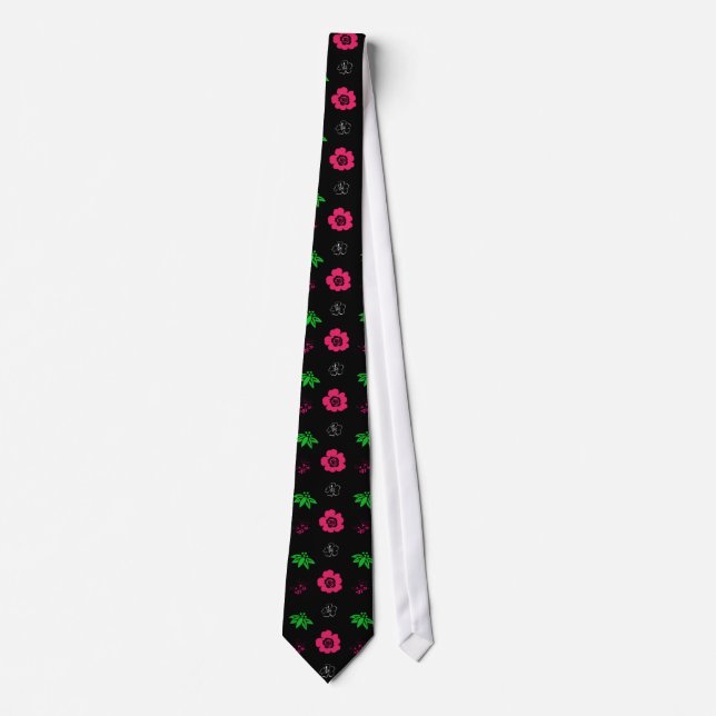 rosa blommor,gröna blad, svart slips (Framsida)