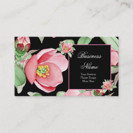 Rosa blommor Gröna blad Svarta blommor Visitkort