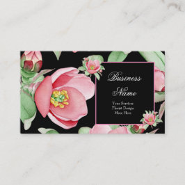 Rosa blommor Gröna blad Svarta blommor Visitkort
