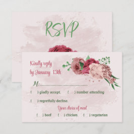 rosa Blommor grönt löv botaniska bröllop OSA Kort