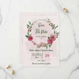 rosa Blommor grönt löv botaniskt Spara Datumet