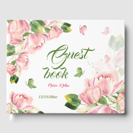 rosa Blommor grönt löv Butterflulies Gästböcker