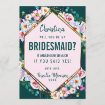 Rosa blommor guldtrimning smaragd jade brudtärna