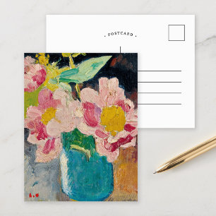 Rosa blommor i en blå vas Louis Valtat Vykort