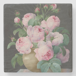 Rosa blommor i en vas – Pierre Joseph Redouté Stenunderlägg