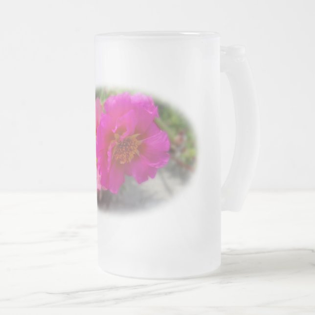 Rosa blommor i sol frostat ölglas (Framsida höger)