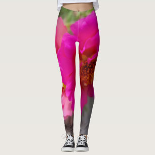 Rosa blommor i sol leggings