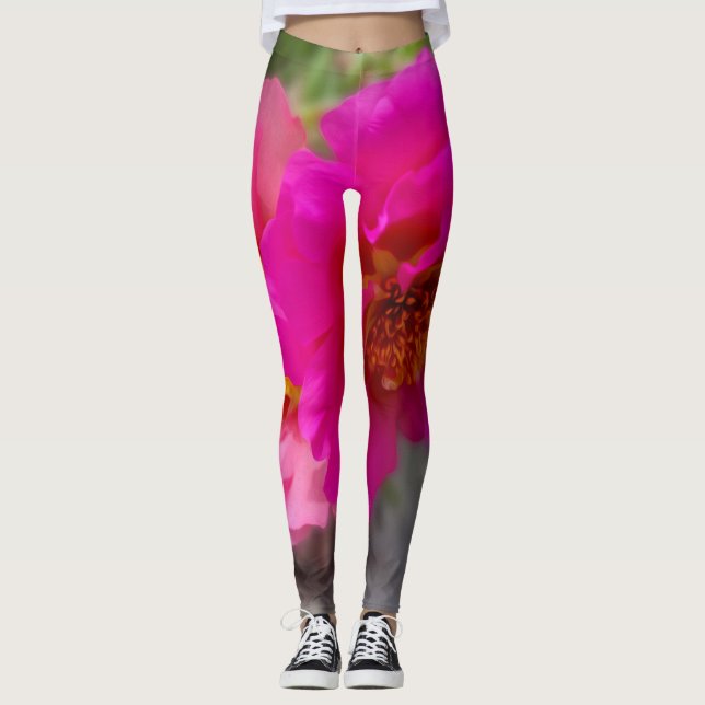 Rosa blommor i sol leggings (Framsida)