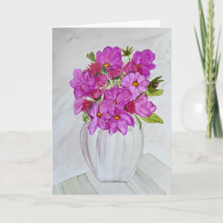 Rosa blommor i vas kort