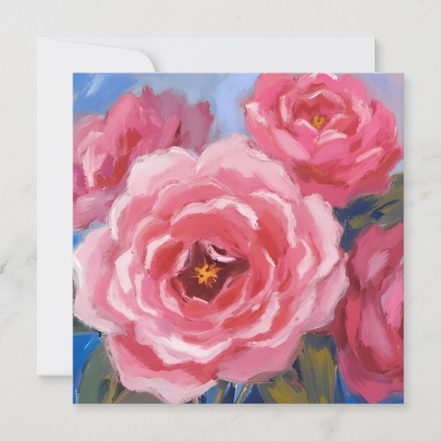 Rosa blommor  julkort (Framsida)