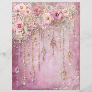 Rosa blommor Juveler Skrot Journal Scrapbook Pappe