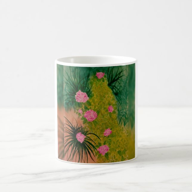 Rosa blommor kaffemugg (Center)