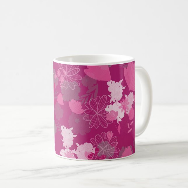 rosa blommor kaffemugg (Framsida höger)