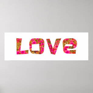 rosa Blommor kärlek typografi poster väggkonst