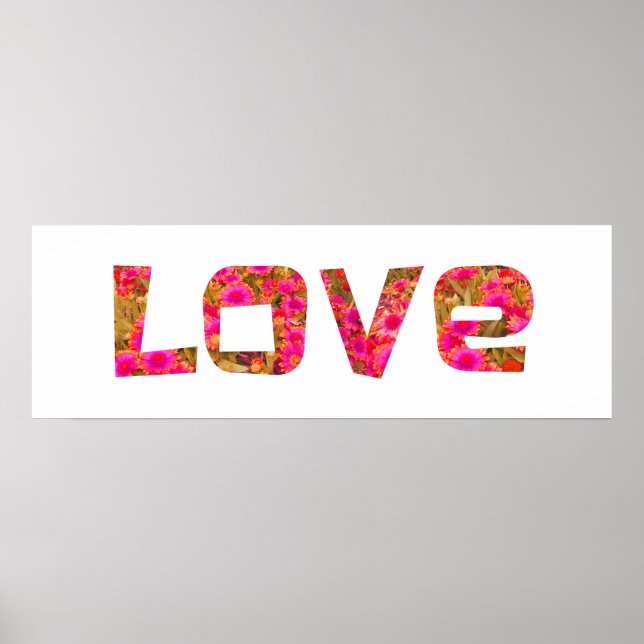 rosa Blommor kärlek typografi poster väggkonst (Framsidan)