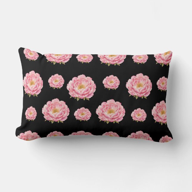 Rosa blommor kastkudde lumbarkudde (Framsida)