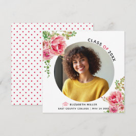 Rosa blommor Klass av 2025 studenten-foto Meddelande