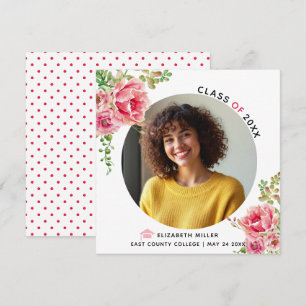 Rosa blommor Klass av 2025 studenten-foto Meddelande