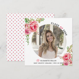 Rosa blommor Klass av 2025 studenten-foto Meddelande