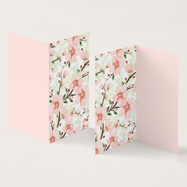 Rosa blommor kort (In- och utsida)