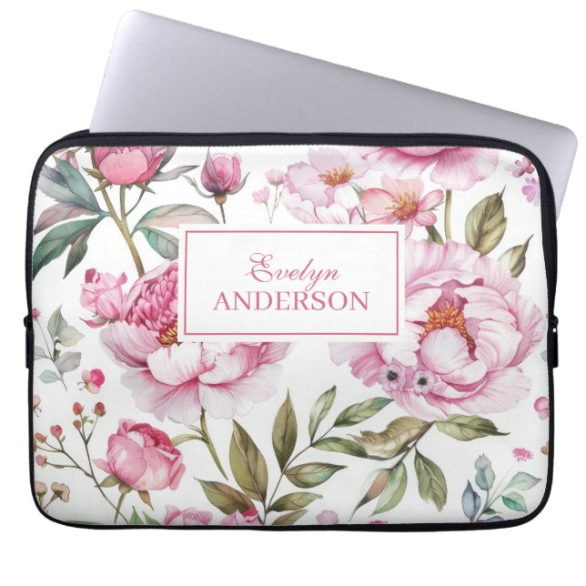 Rosa blommor laptop fodral (Framsidan)