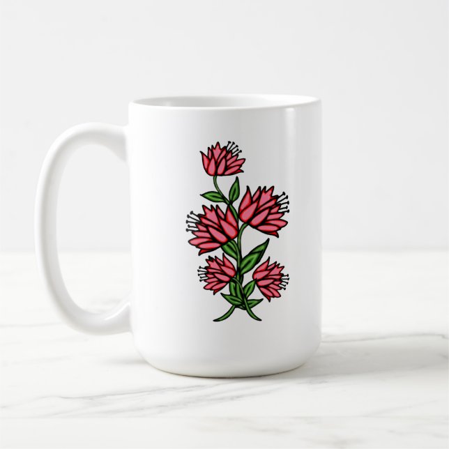 rosa blommor latte mugg (Vänster)