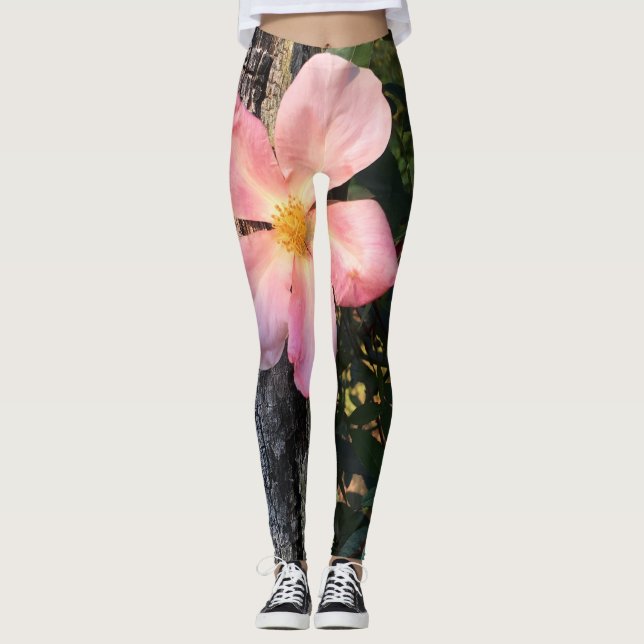 Rosa Blommor Leggings (Framsida)
