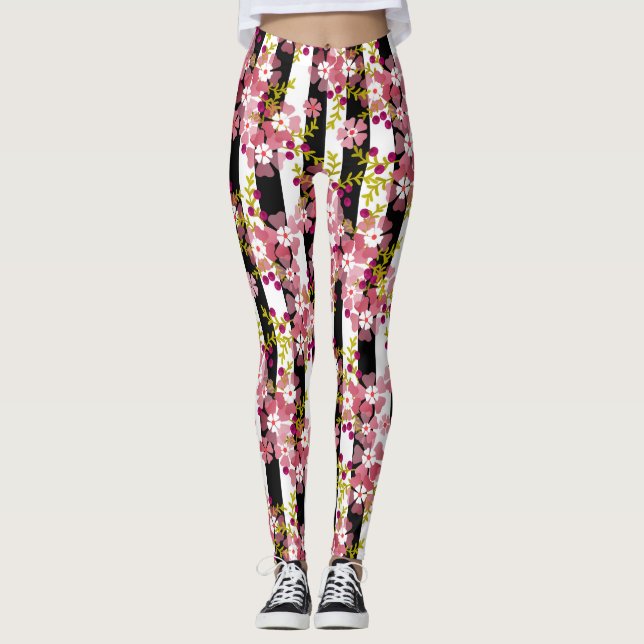 Rosa blommor leggings (Framsida)