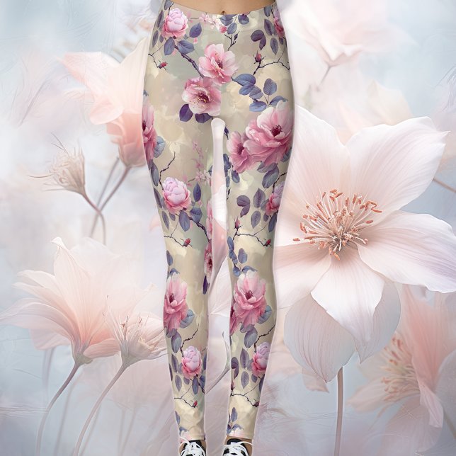Rosa Blommor Leggings (Skapare uppladdad)