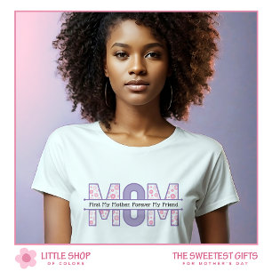 Rosa blommor mamma för alltid min vän mors dag t shirt