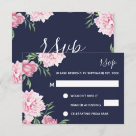 Rosa blommor & marin bakgrund | RSVP Inbjudningar