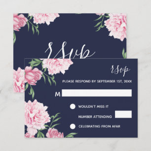 Rosa blommor & marin bakgrund RSVP Inbjudningar