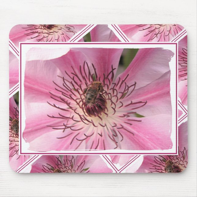 Rosa Blommor med bin Musmatta (Framsidan)