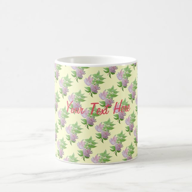 rosa blommor med blad söt blommigt kaffemugg (Center)
