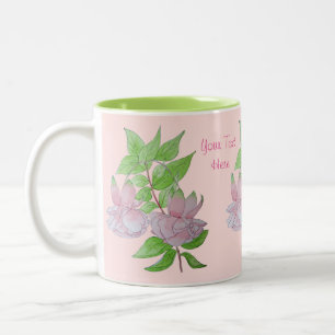 rosa blommor med blad söt blommigt Två-Tonad mugg