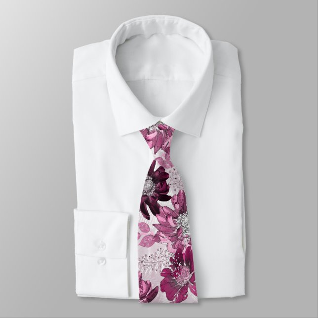 Rosa, blommor med dammig rosa slips (Bunden)