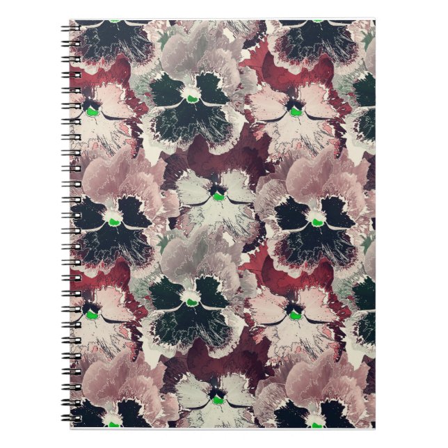 Rosa, blommor med gräddvit färg anteckningsbok (Framsidan)